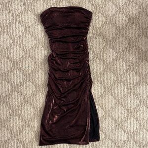 Emerald Sundae Strapless Maroon Dress